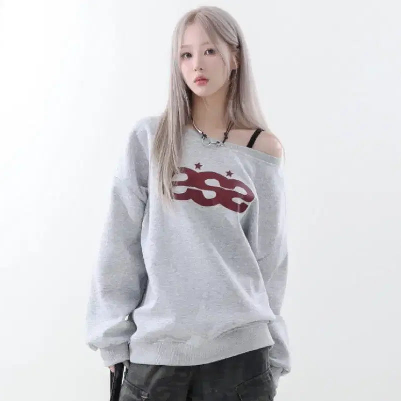 [BUNJANG] Off-the-Shoulder Sweatshirt / 에이블리 오프숄더 맨투맨