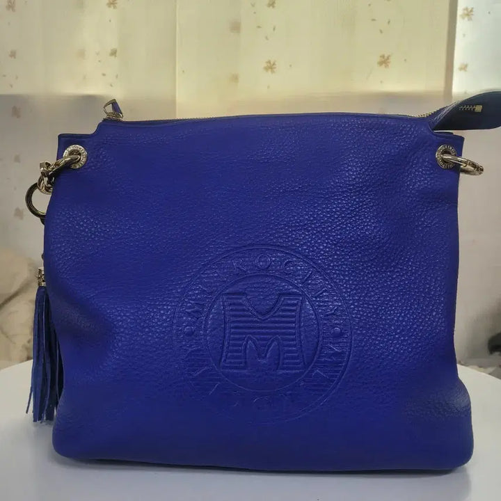[BUNJANG] Metropolice Blue Leather Tote Bag &amp; Shoulder Bag / 메트로시티 블루 가죽 토트백 겸 숄더백