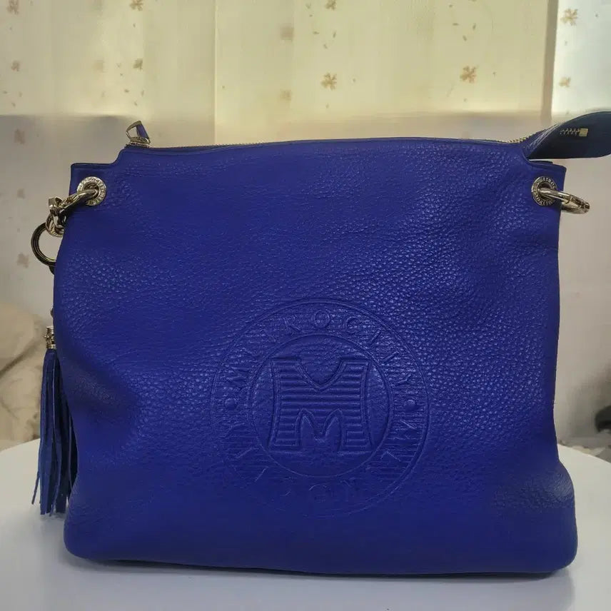 [BUNJANG] Metropolice Blue Leather Tote Bag &amp; Shoulder Bag / 메트로시티 블루 가죽 토트백 겸 숄더백