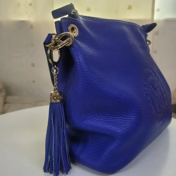 [BUNJANG] Metropolice Blue Leather Tote Bag &amp; Shoulder Bag / 메트로시티 블루 가죽 토트백 겸 숄더백