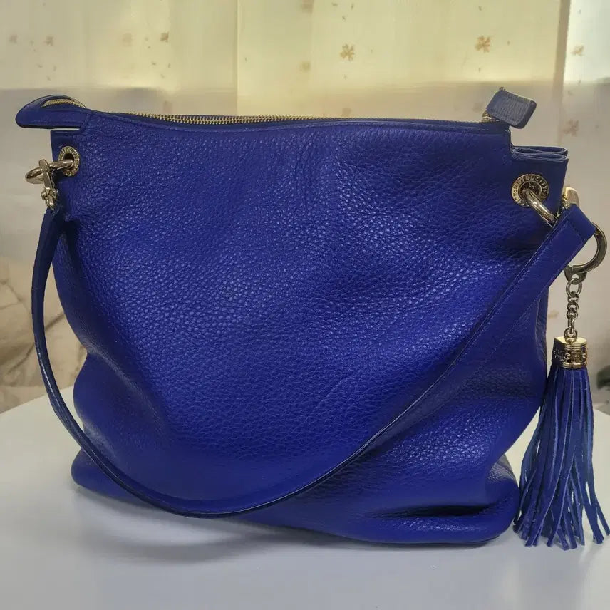 [BUNJANG] Metropolice Blue Leather Tote Bag &amp; Shoulder Bag / 메트로시티 블루 가죽 토트백 겸 숄더백