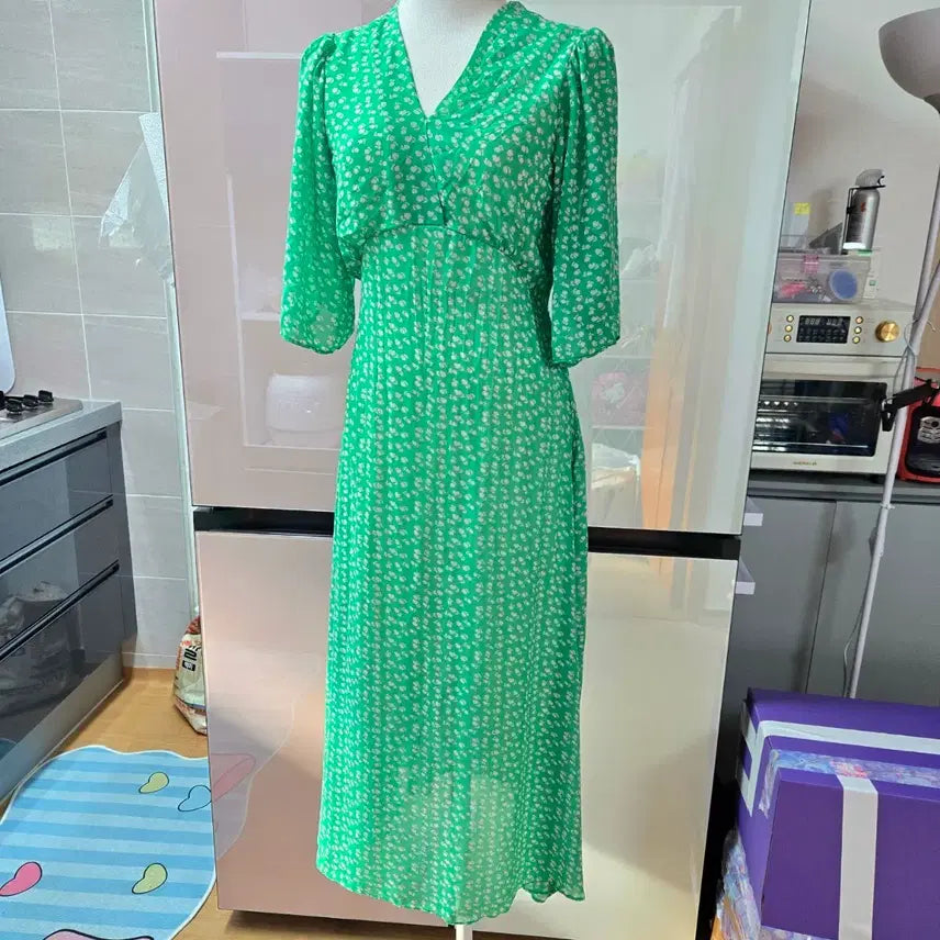 [BUNJANG] Green Chiffon Dress / 그린 쉬폰 원피스