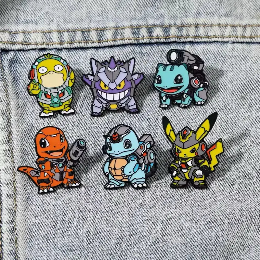 [BUNJANG] Pokemon Mecha Concept Badge Set (6 Types) / 포켓몬 메카 컨셉 뱃지 6종세트 악세사리 가방