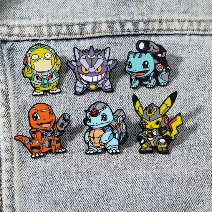 [BUNJANG] Pokemon Mecha Concept Badge Set (6 Types) / 포켓몬 메카 컨셉 뱃지 6종세트 악세사리 가방