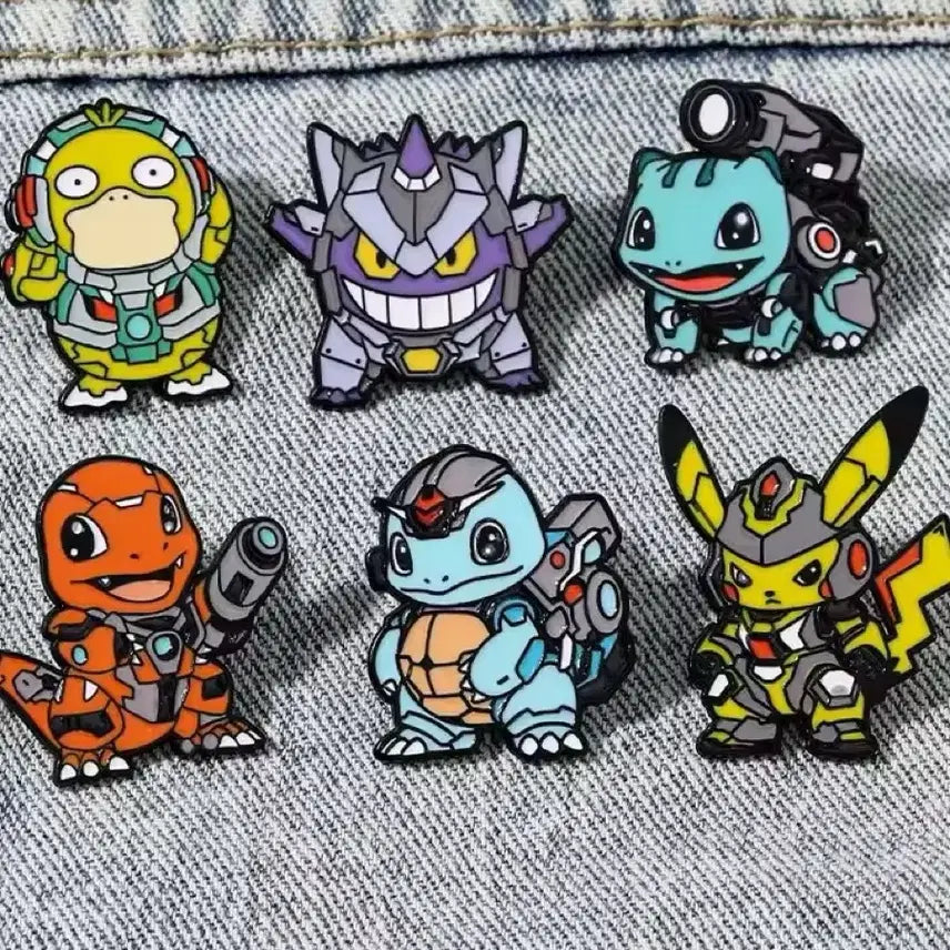 [BUNJANG] Pokemon Mecha Concept Badge Set (6 Types) / 포켓몬 메카 컨셉 뱃지 6종세트 악세사리 가방