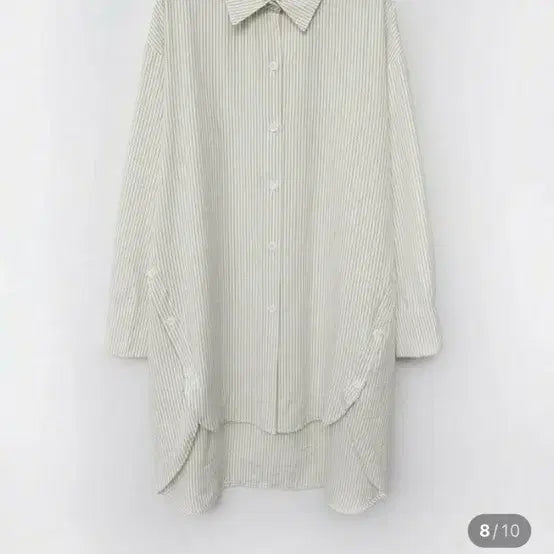 [BUNJANG] Button Detail Stripe Long Shirt / 단추 스트라이프 셔츠 줄무늬 셔츠 롱셔츠