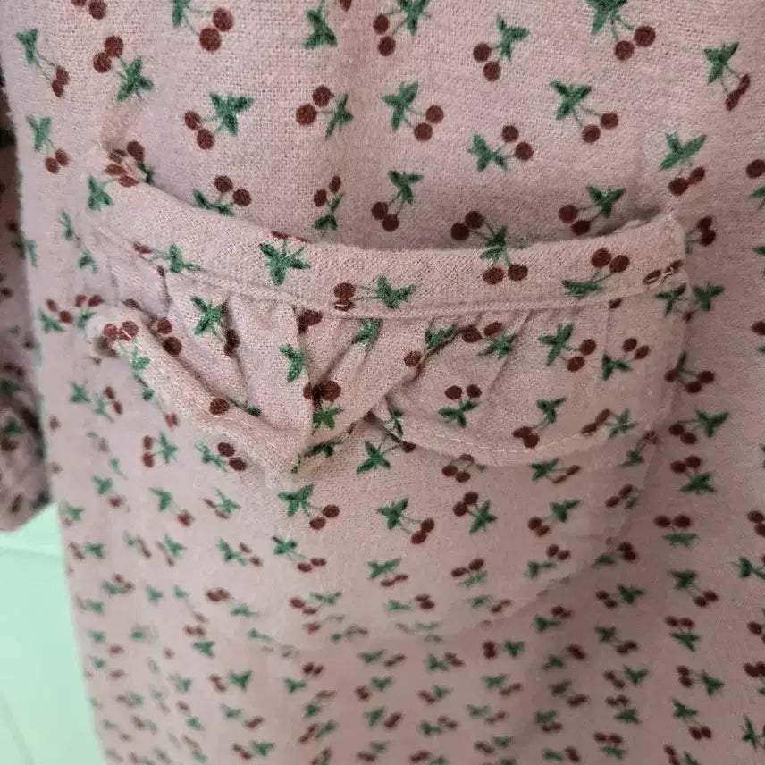 [BUNJANG] Pink Floral Long Dress with Frill Trim / 분홍색 꽃무늬 롱 원피스 프릴장식