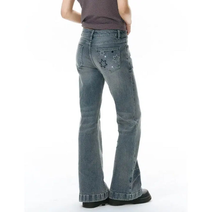 [BUNJANG] TAKEANAP Star Embroidered Retro Slim Flare Jeans / TAKEANAP 스타 자수 레트로 슬림 플레어 진