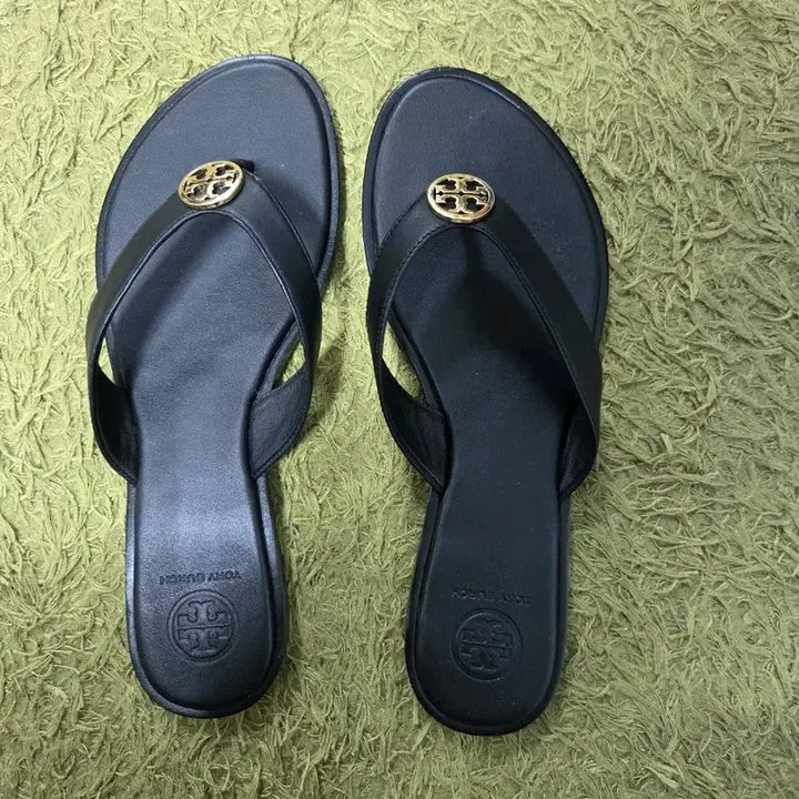 [BUNJANG] Tory Burch Black Leather Flip-Flop Sandals / 토리버치 블랙 레더 쪼리 샌들