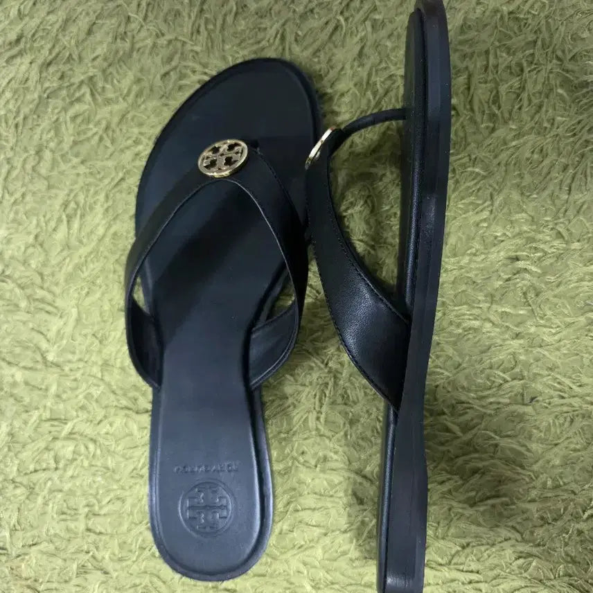 [BUNJANG] Tory Burch Black Leather Flip-Flop Sandals / 토리버치 블랙 레더 쪼리 샌들