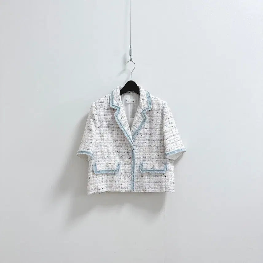 [BUNJANG] It MICHAA Tweed Jacket Short Sleeve Fringe Detail / 잇미샤 트위드 자켓