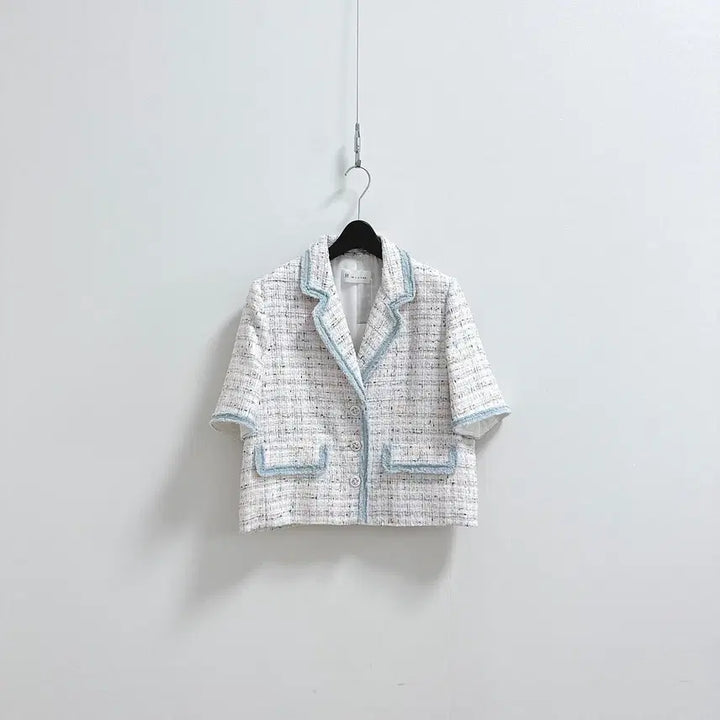 [BUNJANG] It MICHAA Tweed Jacket Short Sleeve Fringe Detail / 잇미샤 트위드 자켓