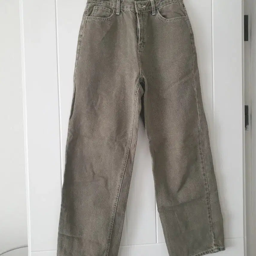 [BUNJANG] ADOGEN Khaki Grey Wide Denim Pants / (오늘특가) 카키그레이 와이드 데님 팬츠