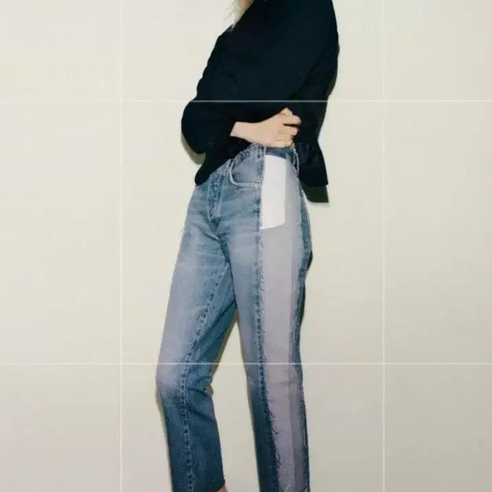 [BUNJANG] Zara Colorblock Straight Leg Jeans / 자라 배색 스트레이트 진