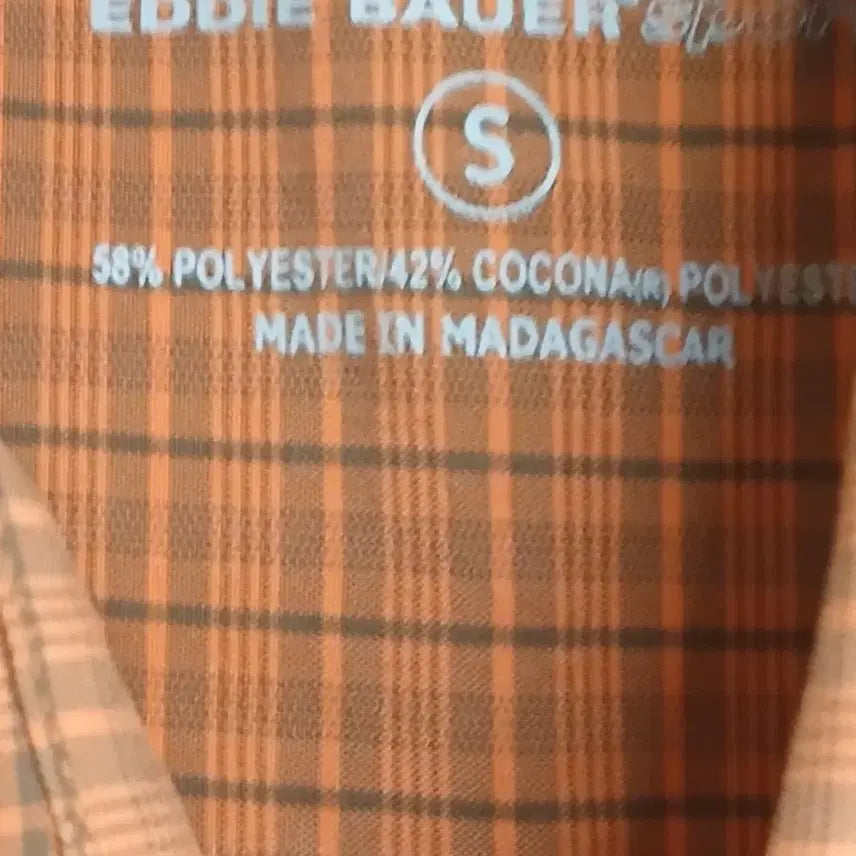 [BUNJANG] Eddie Bauer Orange Plaid Short-Sleeve Shirt Size 95 / 에디바우어 오렌지 체크 반팔 셔츠95