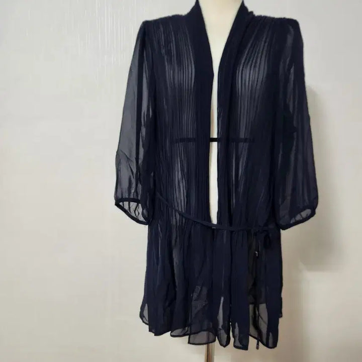 [BUNJANG] Sheer Pleated Long Cardigan / 시스루 플리츠 롱 가디건
