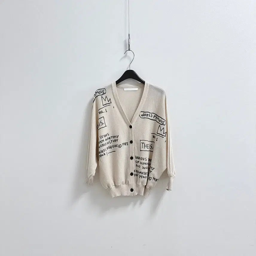 [BUNJANG] VOV Basquiat Lettering Print Cardigan / 보브 프린팅 가디건