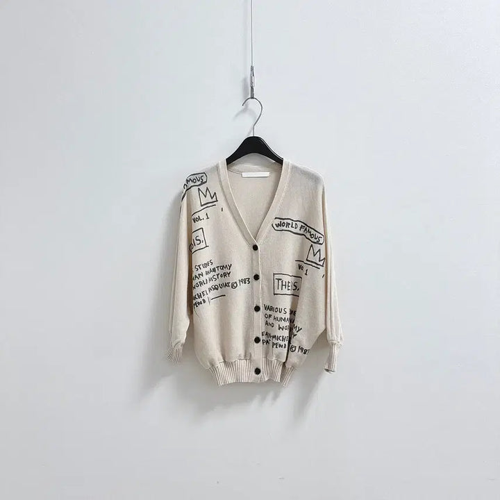 [BUNJANG] VOV Basquiat Lettering Print Cardigan / 보브 프린팅 가디건