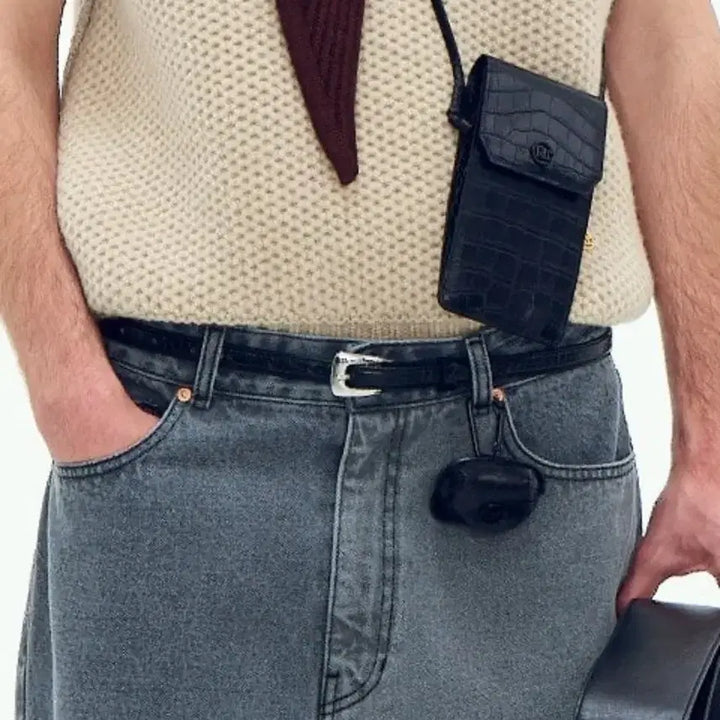 [BUNJANG] Recto Croc Leather Belt / 렉토 크로코(croc) 벨트