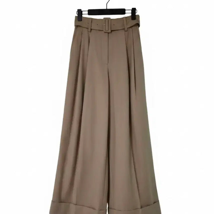 [BUNJANG] System Belt Wide Pintuck Pants Beige / 시스템 벨트 와이드 핀턱 팬츠 베이지
