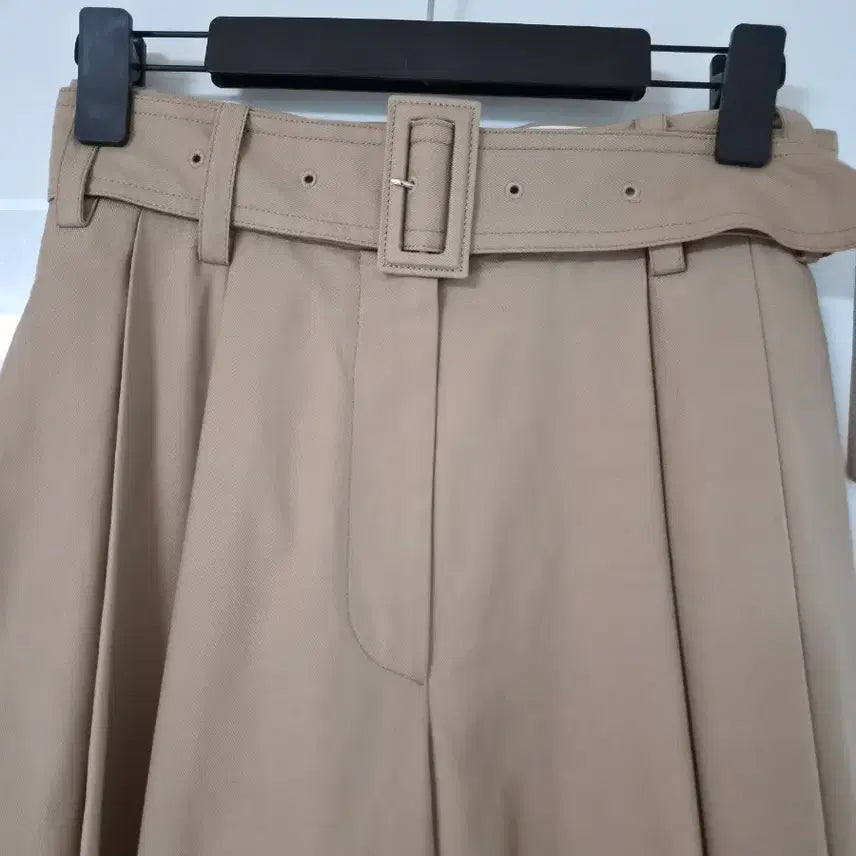 [BUNJANG] System Belt Wide Pintuck Pants Beige / 시스템 벨트 와이드 핀턱 팬츠 베이지