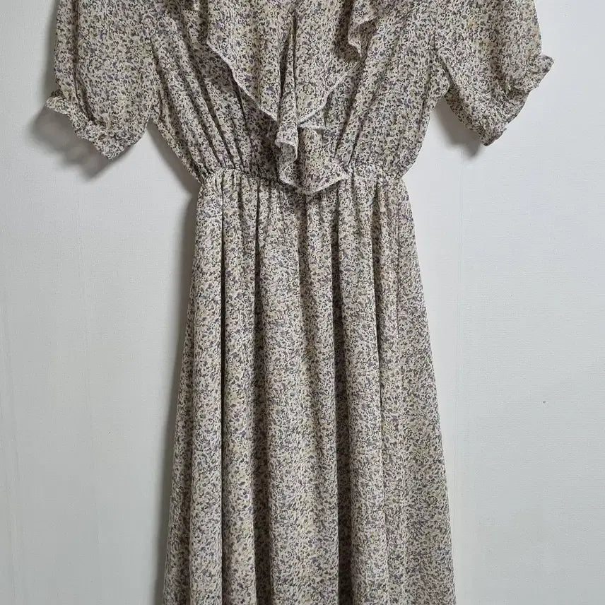 [BUNJANG] Flower Pattern Frill Short Sleeve Dress / XS (44) 플라워패턴 프릴 반팔 원피스