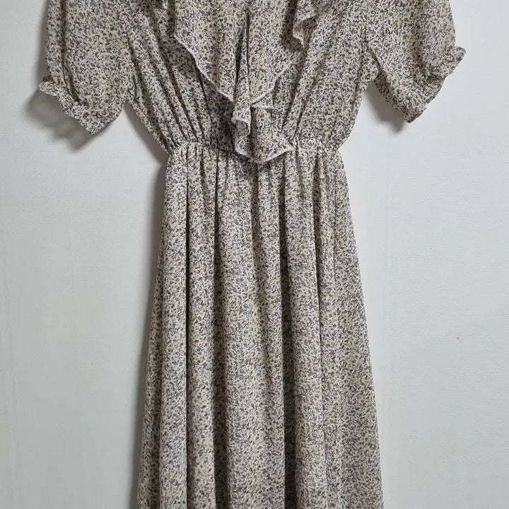 [BUNJANG] Flower Pattern Frill Short Sleeve Dress / XS (44) 플라워패턴 프릴 반팔 원피스