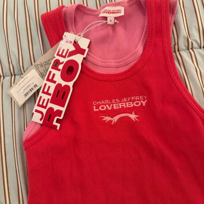 [BUNJANG] Charles Jeffrey Loverboy Logo Embroidered Layered Sleeveless Top / 찰스제프리 러버보이 로고 자수 레이어드 이펙트 슬리브리스