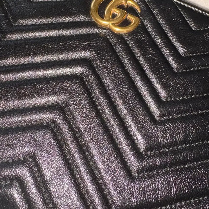 [BUNJANG] Gucci Marmont Black Leather Pouch / 구찌 마몬트 블랙 레더 파우치