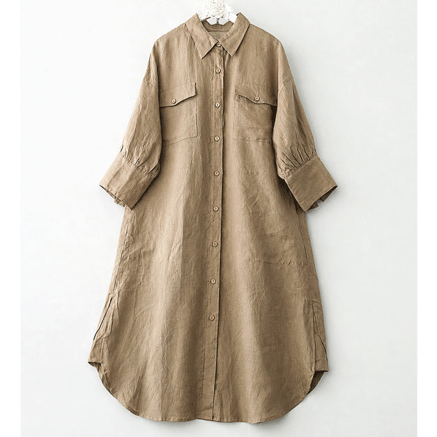 [BUNJANG] Celebshop 100% Linen Shirt Dress / 아마린넨100% 셀럽샵 셔츠형OPS