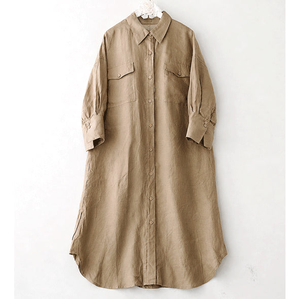 [BUNJANG] Celebshop 100% Linen Shirt Dress / 아마린넨100% 셀럽샵 셔츠형OPS