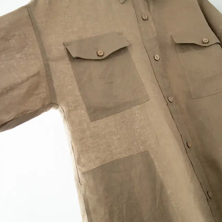 [BUNJANG] Celebshop 100% Linen Shirt Dress / 아마린넨100% 셀럽샵 셔츠형OPS
