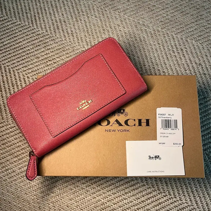 [BUNJANG] Coach Strawberry Long Wallet F54007 / [반택무배] 코치 F54007 스트로베리 장지갑