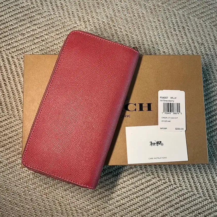 [BUNJANG] Coach Strawberry Long Wallet F54007 / [반택무배] 코치 F54007 스트로베리 장지갑