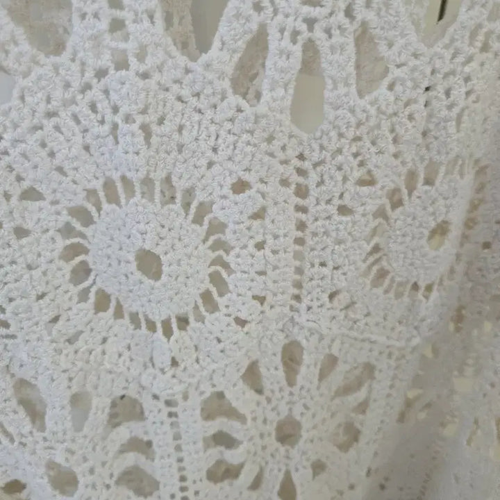 [BUNJANG] Ivory Crochet Long Dress / 아이보리색 크로셰 뜨개 원피스