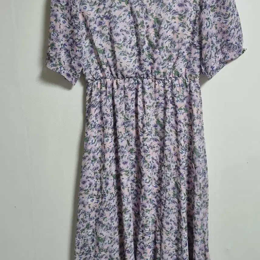 [BUNJANG] Pink Floral Short Sleeve Dress / S (55) 핑크 꽃무늬 반팔 원피스