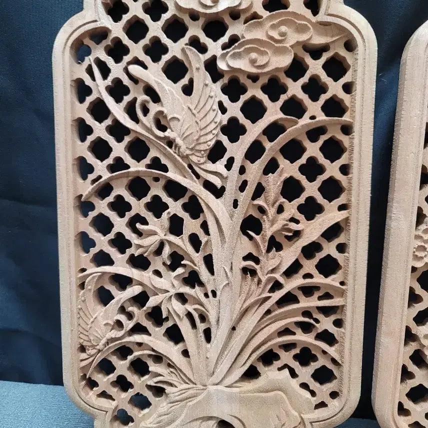 [BUNJANG] Incense Cedar Screen "Four Gracious Plants" Set / 향나무 가림판 사군자 4점 일괄