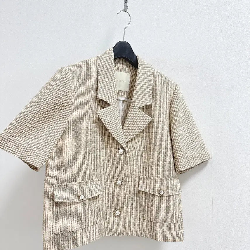 [BUNJANG] Magjay Short Sleeve Tweed Jacket / 매그제이 반팔 트위드 자켓