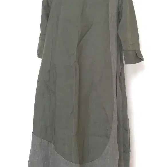 [BUNJANG] Colorblock Linen Long Dress / 배색 린넨 원피스