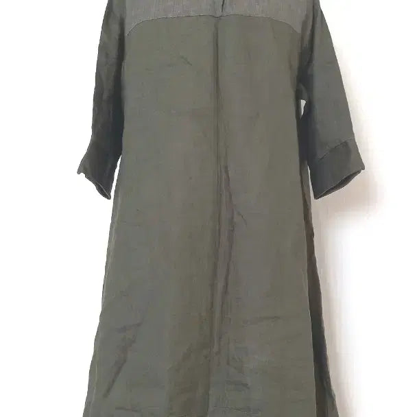 [BUNJANG] Colorblock Linen Long Dress / 배색 린넨 원피스