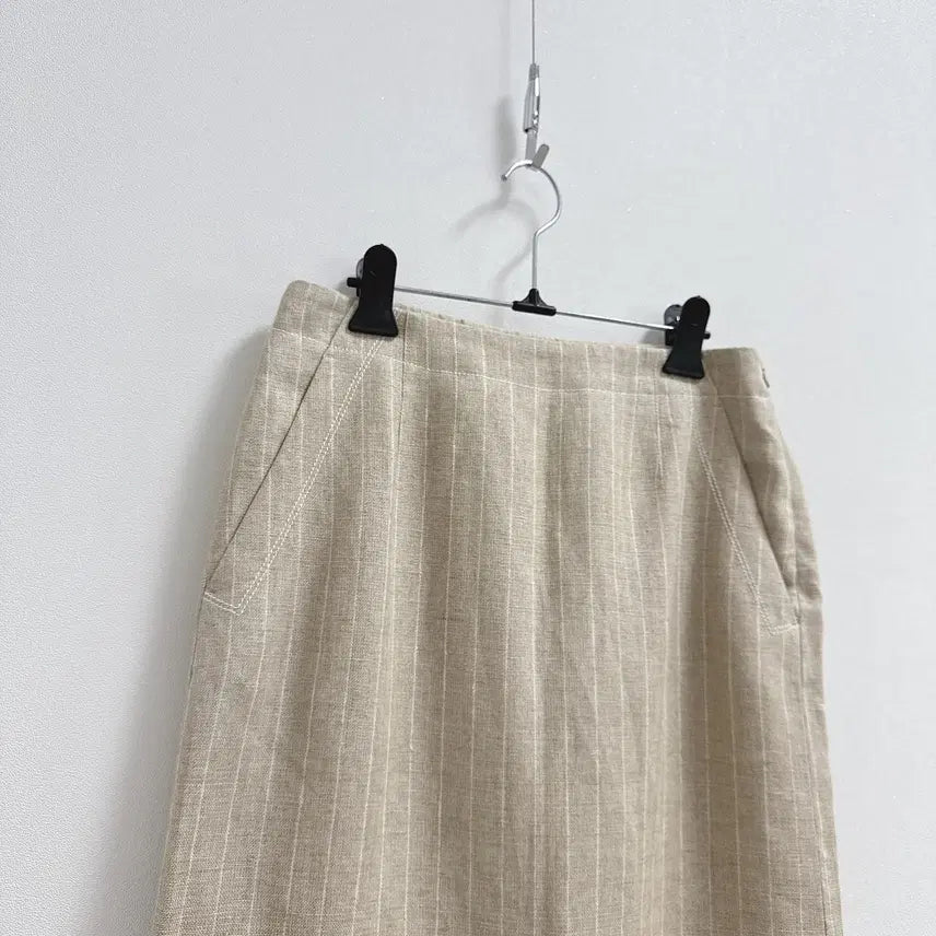 [BUNJANG] Beanpole Beige Linen Midi Skirt / 빈폴 베이지 린넨 미디 스커트
