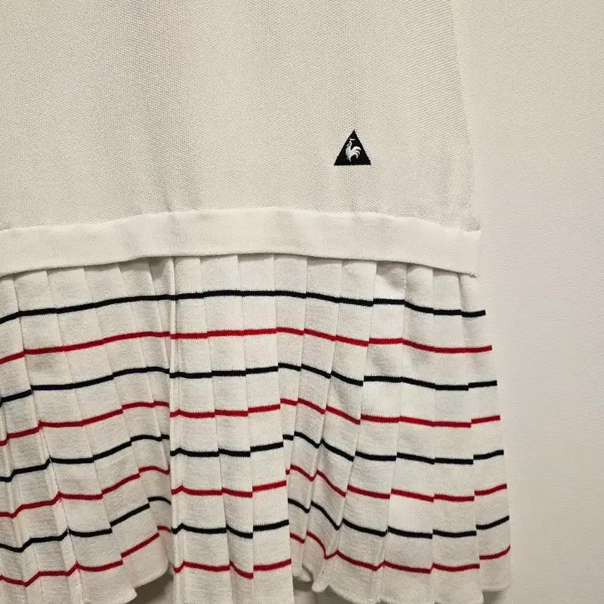 [BUNJANG] Le Coq Sportif White Knit Pleated Dress / 르꼬끄 화이트 니트 플리츠 원피스