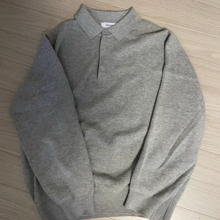 [BUNJANG] Hubs Hidden Button Collar Knit Melange Grey M / 후브스 하이드 버튼 카라 니트 멜란지그레이 M