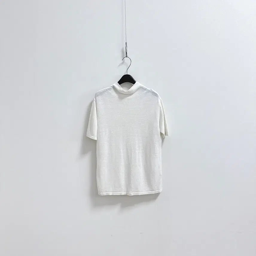 [BUNJANG] Adorable High Neck Linen Short Sleeve Knit / 어도러블 하이넥 린넨 반팔니트
