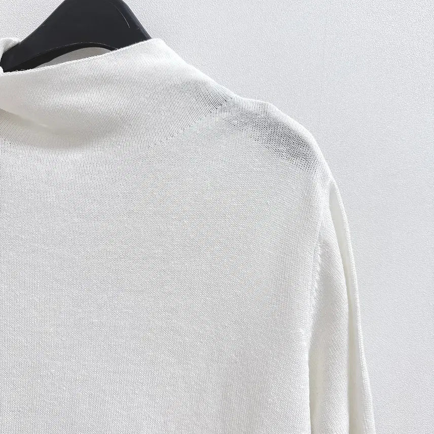 [BUNJANG] Adorable High Neck Linen Short Sleeve Knit / 어도러블 하이넥 린넨 반팔니트
