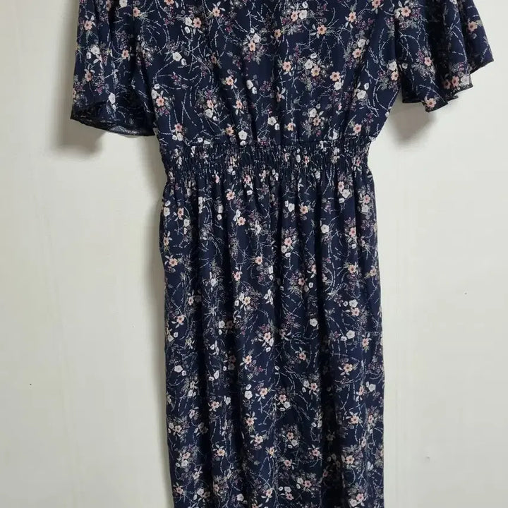 [BUNJANG] Navy Flower Pattern Short Sleeve Dress / S (55) 네이비 플라워패턴 반팔 원피스