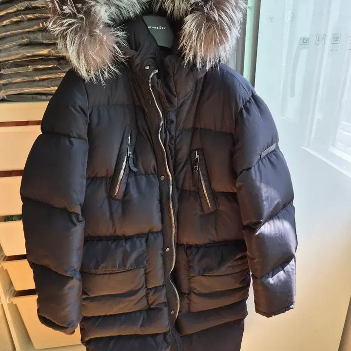 [BUNJANG] Sandro Black Long Padding Fox Fur / 산드로 블랙 롱 패딩 폭스퍼