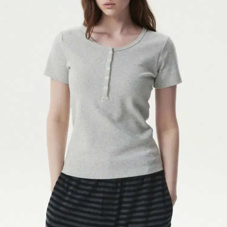 [BUNJANG] Whoau Henley Neck Pullover Melange Grey M Size / 후아유 헨리넥 멜란지그레이 m사이즈