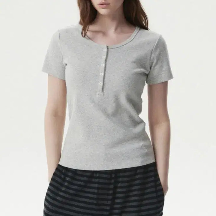 [BUNJANG] Whoau Henley Neck Pullover Melange Grey M Size / 후아유 헨리넥 멜란지그레이 m사이즈