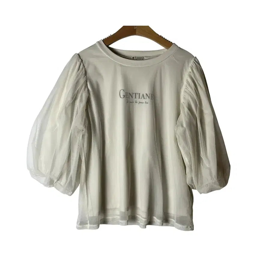 [BUNJANG] AXES FEMME See-through Puff Short Sleeve T-shirt / [AXES FEMME] 엑시즈팜 시스루 퍼프 반팔티셔츠